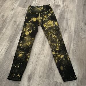 Good American Essentials Golden Olive Tie Dye Seamless Leggings Size 3/4